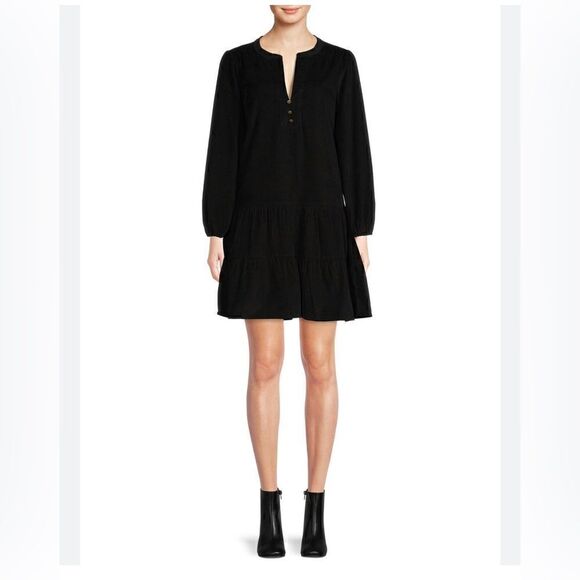 Plus size xxxl corduroy velvet tiered midi long sleeve shirtdress - Picture 1 of 4